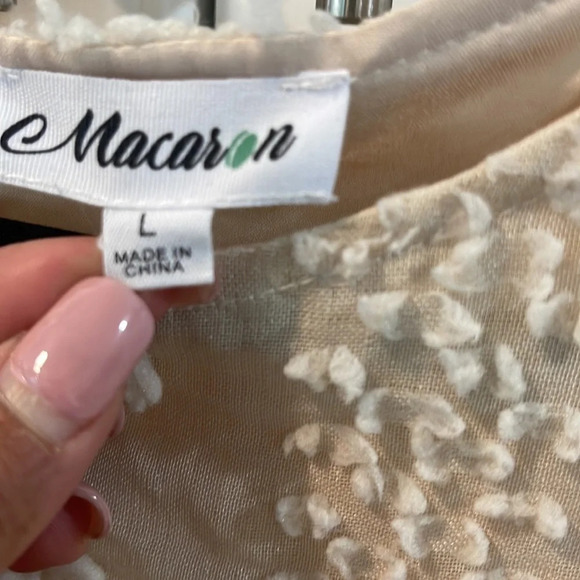 Macaron beige ivory sheer dress size Large - Picture 3 of 16